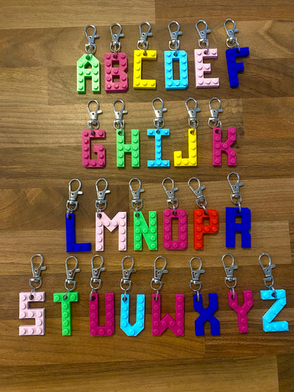 Lego Style Keyring ONE Initial Only